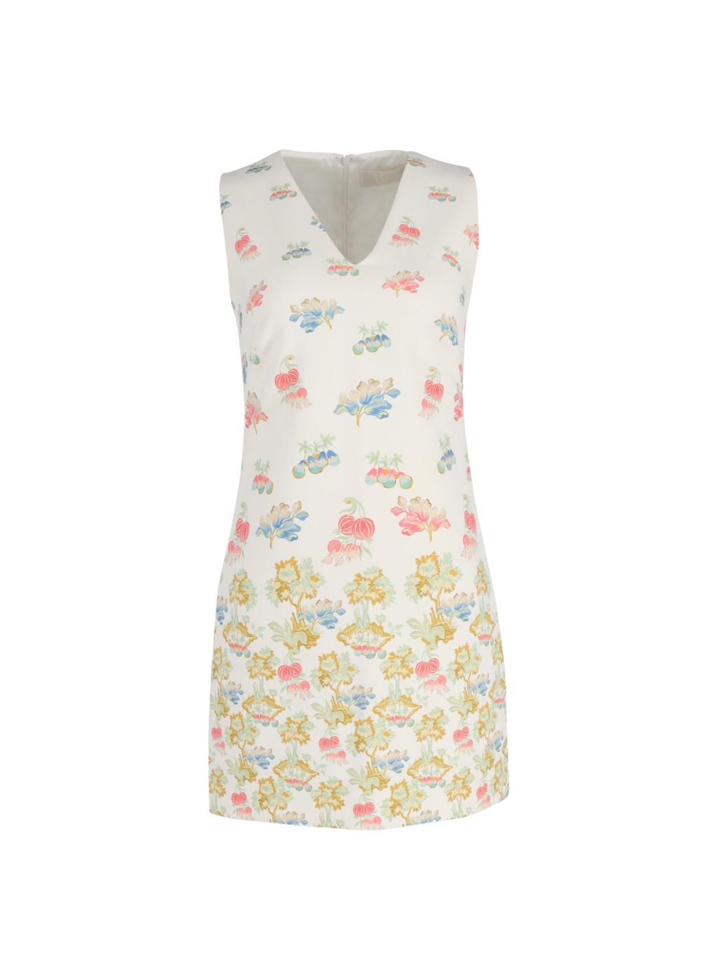 Peter Pilotto Sleeveless V-Neck Floral Shift Dress In Cream With Pastel Prints